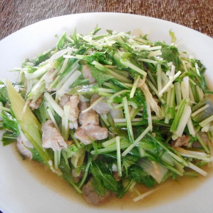 水菜と豚肉とネギの炒め物 レシピ 作り方 By Mococo05 楽天レシピ